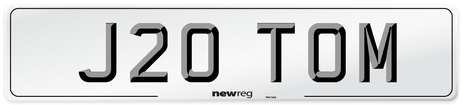 J20 TOM Number Plate from New Reg